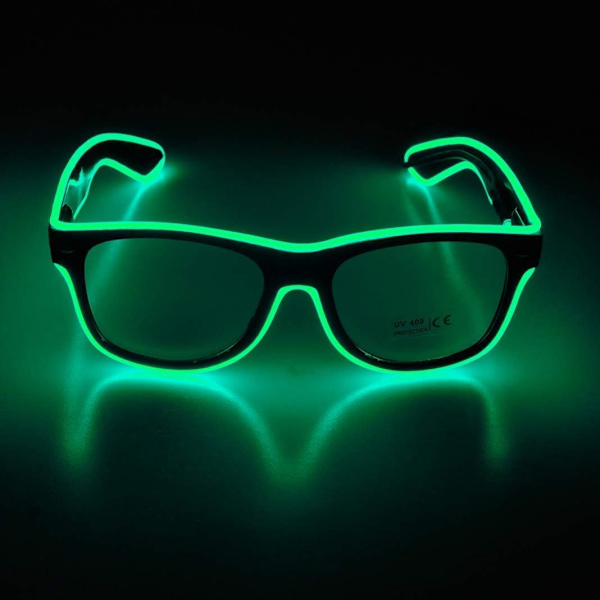 Solbriller med LED-lys, der blinker, til kostumer til fester, EDM, Halloween (Grøn)