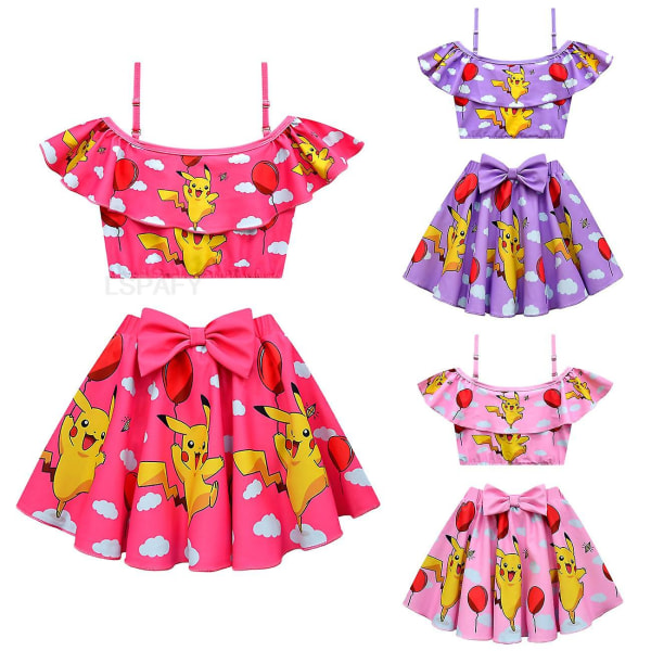 Tecknad flicka badkläder Pikachu flicka baddräkt två delar barn bikini set barn badkläder badkläder 203284 Size 150