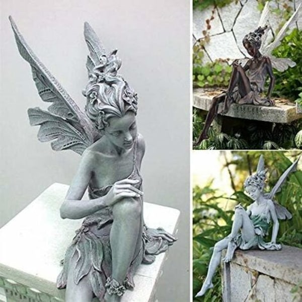 Siddende Magisk Fe Have Ornament, Siddende Tudor og Turek Harpiks Have Ornament 22cm