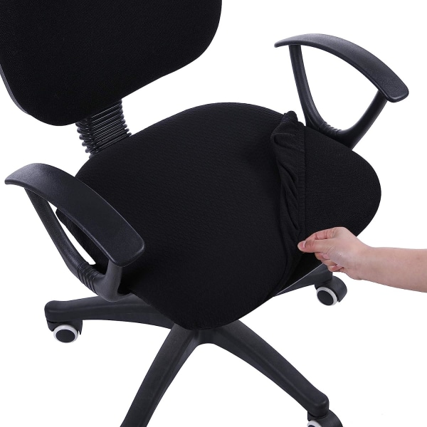 Stretch Jacquard -toimistotietokoneen tuolin istuinpäälliset, irrotettavat, pestävät pölynkestävät pöytätuolin istuintyynyn suojat - musta