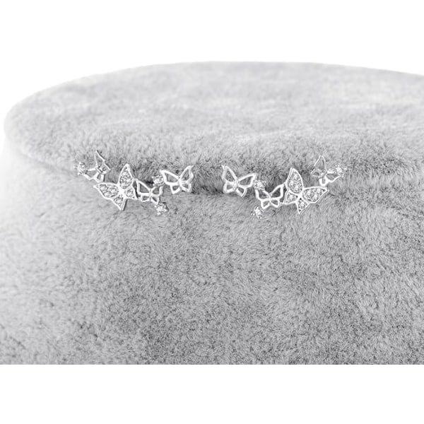 925 sterlinghopeaa kuutio zirkoniumoksidikristalli 3D perhoskuvioinen korvakoru morsiamen nappikorvakorut