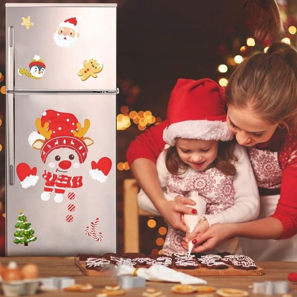 2-pack Jul Väggdekaler Snögubbe Uttryck Dekaler DIY Snöflinga Fönsterdekor E