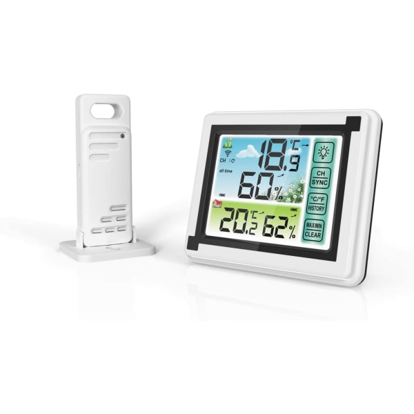 Trådlös väderstation med inomhussensor för utomhusbruk Hygrometer Digital termometer med stor LCD-Di