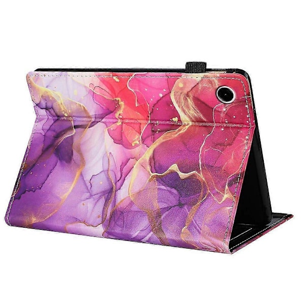 Samsung Galaxy Tab A9 -kotelolle kuvioitu nahkainen tablettisuojus automaattisella lepo-/herätystoiminnolla ja korttipidikkeellä Pink Gold Marble