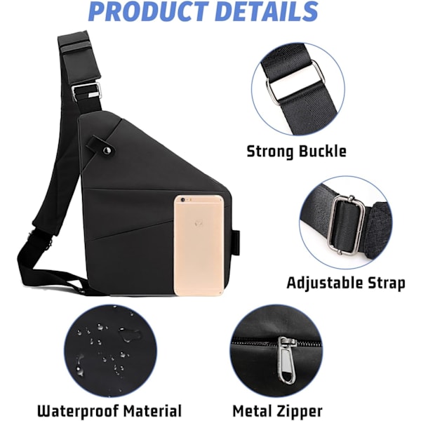 Tyverisikret Taske, Tyverisikret Rejs Taske til Kvinder/Mænd, Mode Sling Taske Rejs Crossbody Taske til Kvinder