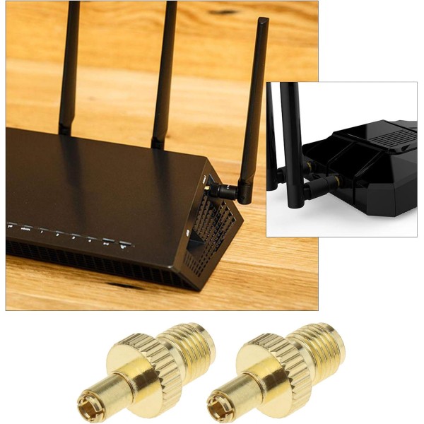 2 x SMA hunn til TS9 hann RF-adapter Gullbelagte koaksiale kontakter for antenner som overfører Wi-Fi trådløse LAN-enheter