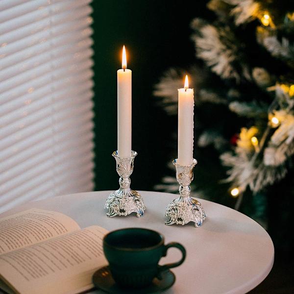 Sølvbelagte Sabbat-lysestaker, sett med 2, Praktfulle lysestaker for Shabbat-koniske lys