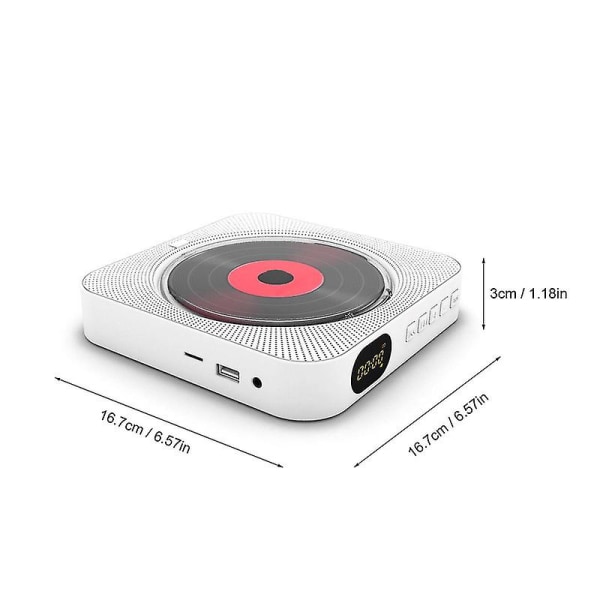 Bärbar Cd-spelare Bluetooth högtalare Stereo LED-skärm Väggmonterbar musik med ir-fjärrkontroll FM-radio