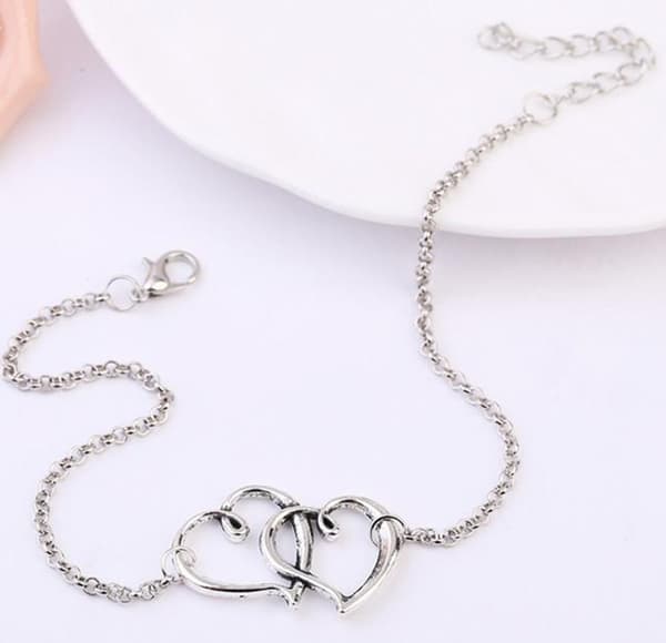 Mode Anklets Kvinder Anklets Barefod Sandaler Anklets Strand Anklets Dobbelt Hjerte Trykning -1PC
