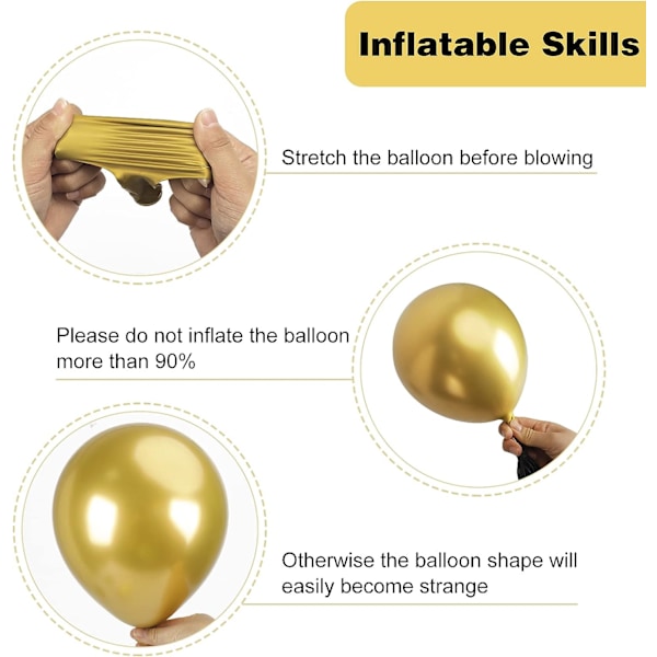 129 st Metallic Gold Ballong Set för Födelsedag, Bröllop, Examen, Semester, Festdekorationer Gold