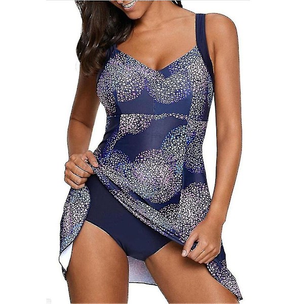 Kvinnors vadderade badkläder baddräkt trosor tankini set baddräkt plus size Purple XL