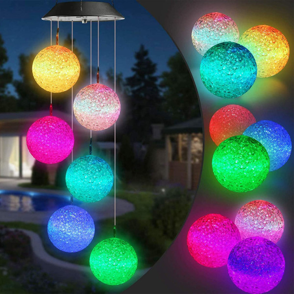 Solar julbelysning, färgskiftande Led Mobile Crystal Ball Solar Lights, Vattentät Solar Wind Chimes för utomhus trädgård uteplats Yard dekoration