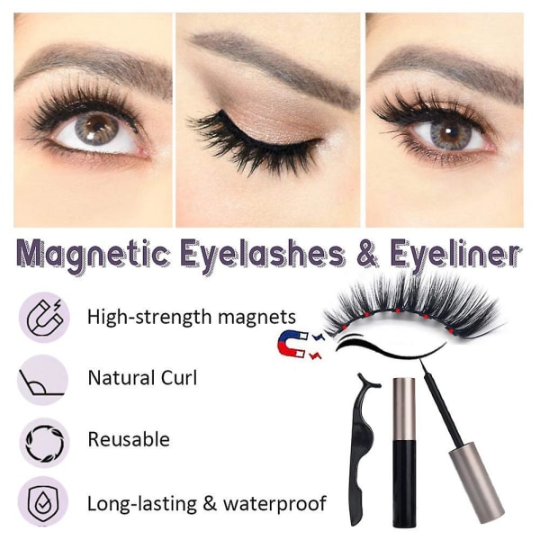10 par magnetiske øjenvipper Magnetiske øjenvipper Magnetiske falske øjenvipper og vandtæt eyeliner Multi Styles