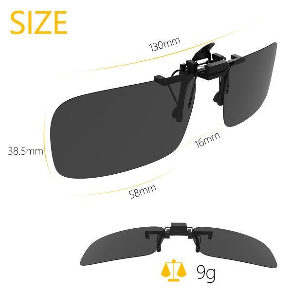 Klips-på solbriller, [2-pakning] Menn/Kvinner UV400 Flip-Up Polariserte Solbriller Perfekt for Kjøring og Utendørs Dag + Natt Syn