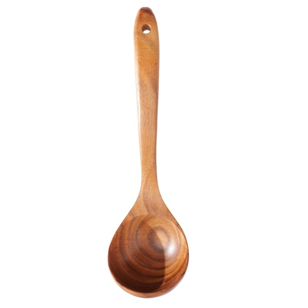 Lite blad akasietre slikkepott kjøkkenutstyr sett teaktre slikkepott salatskje røre skje suppeskje nudelskje kjøkken Soup spoon 26*8cm