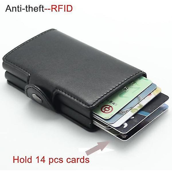 Dobbelt RFID-NFC Sikkerhedspung Pop-Up Kortlomme - YKY416 Brown Brown- 12st Card
