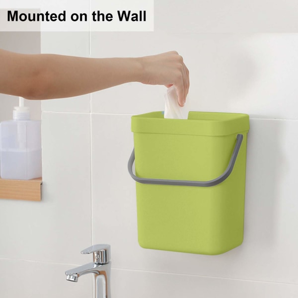 Köksavfallskorg, Väggmonterad Papperskorg, 3L/0.8 Gal, Grön