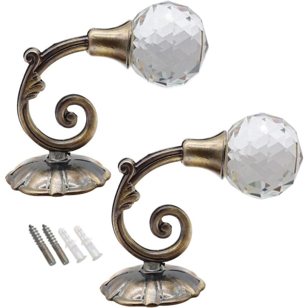 2 styks gardinbindinger, kreative krystalvægkroge, spændevægophæng, gardinholder (bronze)