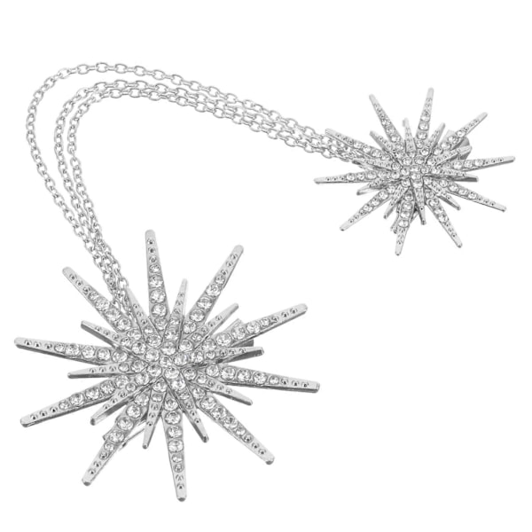 Charmig Stjärnbrosch Kristall Strassbesatt Chic Brosch med Kedjekvast (Silver)