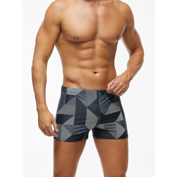 Miesten uimahousut Shorts Sport Boxer Uimapuku Irrotettavalla Pehmusteella Säädettävällä Kiristysnarulla Uimapuku Nopea Kuivuminen Klassinen Uimahousut Painetut Rantahousut A-geometric with Removable Pad L