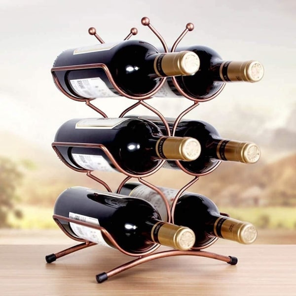 Nordic Freestanding Wine Rack 4/6 Pulloa Viiniteline Näyttöjalusta, Viilutettu Viini Rauta Viinikaappi Huonekalut Koristelu (Koko: B-25x16x