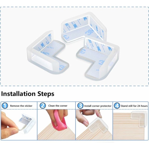 Table corner protective cover anti-collision table corner (12 transparent L-shaped corners)