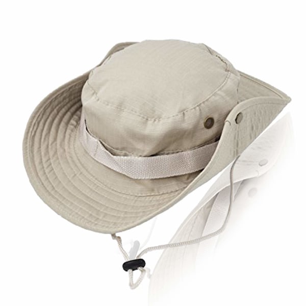 Män, mesh Boonie-hatt för män, bred brättad solhatt med hakrem Fiskehatt för utomhusfiske