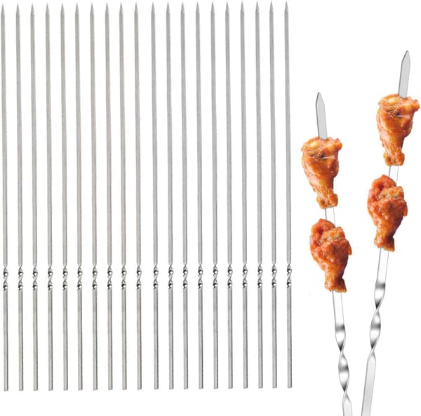 Grillspyd i rustfrit stål, 50 stk. 35 cm grillspyd i rustfrit stål, holdbare og genanvendelige, til grill, kød, grøntsager