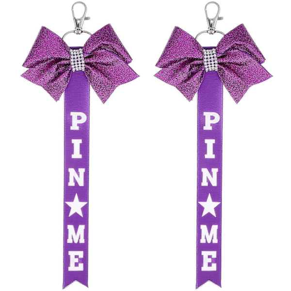 2 kpl Cheer-avaimenperiä Rusetti Nauha Strassirusetti Avaimenperä Korut Cheerleader-rintamerkki Minut Nauharusetti Koriste Laukkuja Ja Reppuja Varten