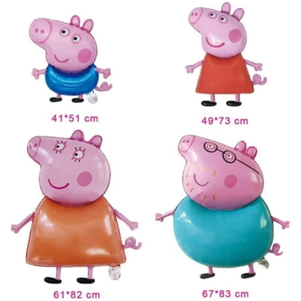 Party Balloons Supplies Decorations Pack of 12 Includes 4pcs Large Pig Balloons, 8pcs Round Foil Balloons