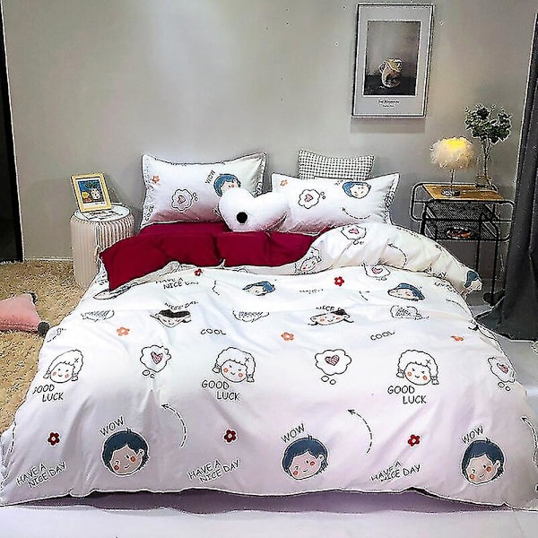 3/4-delat set Kawaii Snoopy tecknad bomullstäcke lakan örngott Anime bekväm mjuk hushållssängkläder artikel gåvor 4piece set180x220cm wawale