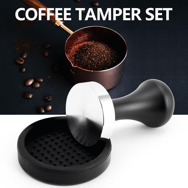 Kaffetamper Set, espressostämpel med platt bas i rostfritt stål