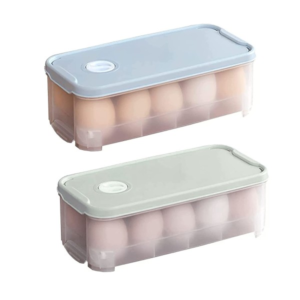 Æggebakke 10 Æg Transportkasse 2 stk Plastik Æggebakke Æg Opbevaringsboks Æggebakke med Låg Ægbeholder til Køleskab Køkken Picnic