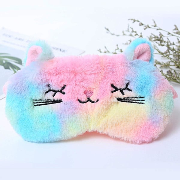 Rainbow Cat Eye Mask för att sova Rolig Sovmask Sovmask för vuxna barn