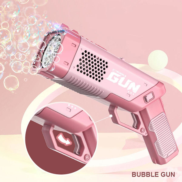 Bubbelmaskin för flickor och pojkar 3 år+, Automatisk Bubbelmaskin för Barn med 3 Bubbelvätskor, 10-Hålls Bubbelblåsare Leksaks Gåvor med LED-Ljus Pink