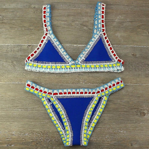 Virkattu uimapuku bikinit naisille uima-asu seksikäs side brasilialainen bikini 2023 uimapuvut naiset Black S