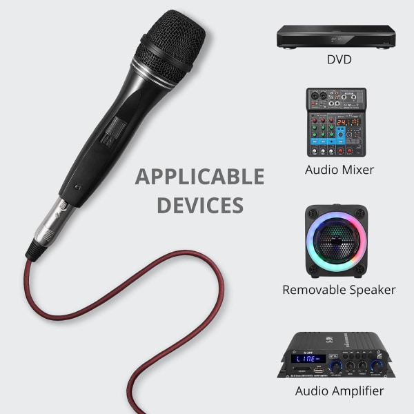 Karaoke dynamisk mikrofon för sång med 16,4 fot metall handhållen mikrofon  trådbunden mikrofon 8a32 | Fyndiq