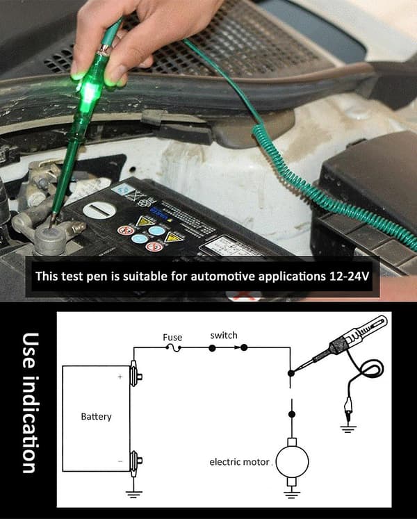 6v 12v 24v Auto Bil Elektrisk Krets Spenningstester Led Lys Test Probe Penn