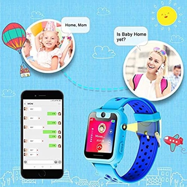 Smartwatch-telefon för barn med GPS-spårare - Pojkar och flickor GPS LBS-positionsklockor med kameraspel