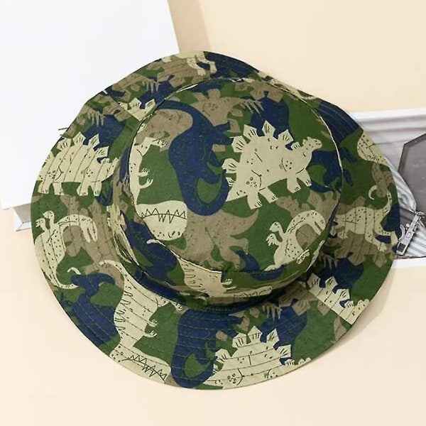 Kids Bucket Hat Justerbar Solhatter Pustende Strandlue For Boys Girls_ll Camouflage Dinosaur 2-4 Years