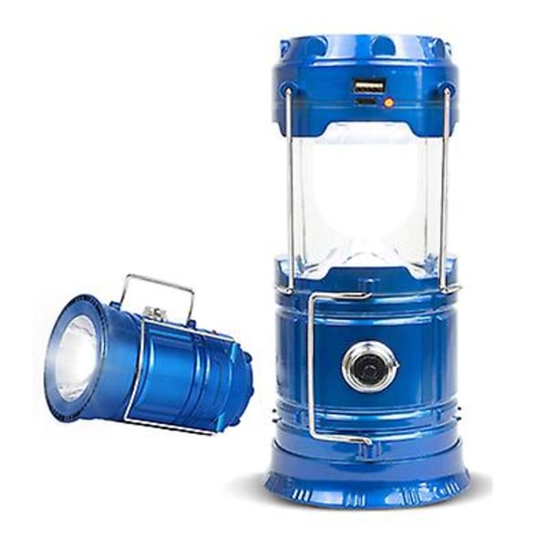 Portabel Solcellslampa för Camping LED-Ljus Utomhus Resa Nödvändig Nattlampa Portabel Ficklampa LED Campinglampa Laddning Nödsituation Blue