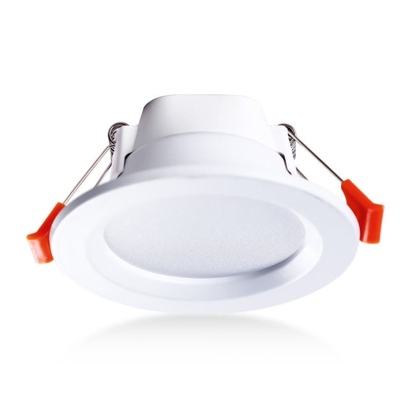 Sæt med 4 LED forsænket loftslamper IP65 vandtæt 5W varm hvid rund forsænket spot, plastik, hvid