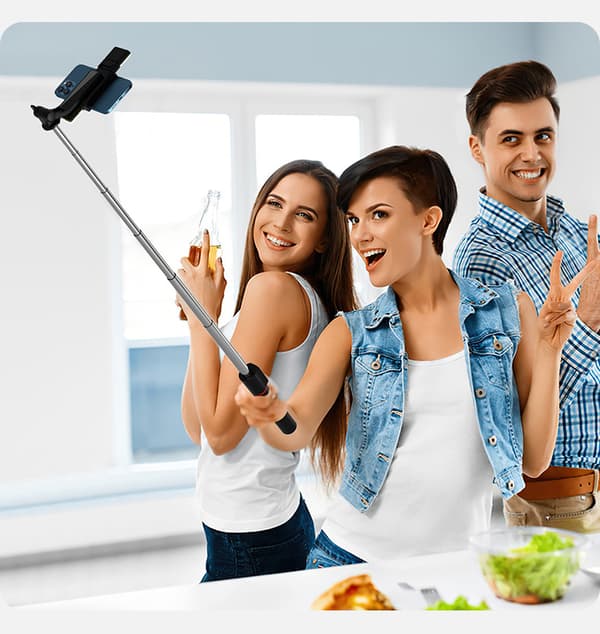 Mobiltelefon Bluetooth selfie stick 1,3m live-sändningsstativ black