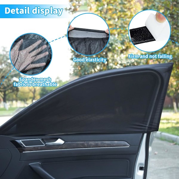 2-pack Bilsidofönster Solskydd Bil Solskydd för Baby Bilsidofönster Solskydd Persienner Skydd Solskydd Myggnät 113x50