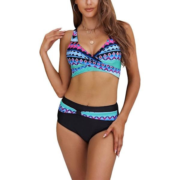 Baddräkt byxor bikini set sommar badkläder sexig bikini baddräkt bh bikini set Blue L