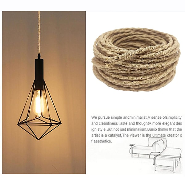 2-leder 3-leder snoet kabel hamp reb elektrisk ledning retro stil kobber vintage lampe ledning vævet tekstil ledning pendel lys ledning 2 Core 12m