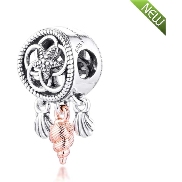 Sommargenombruten snäckskal Dreamcatcher Bead 925 Silver DIY Passar för original Pandora-armband Charm Modesmycken