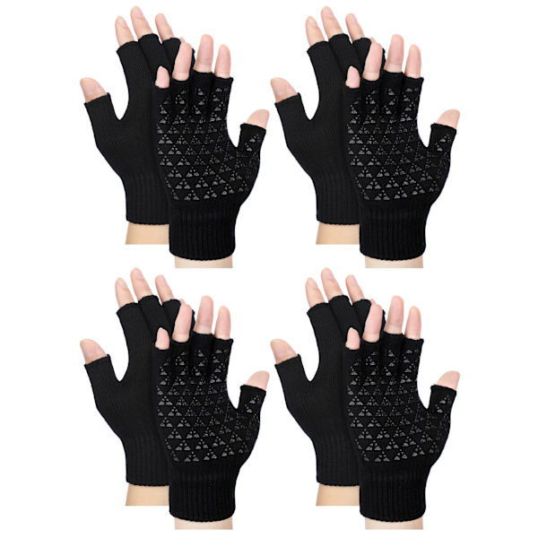 Unisex Vinterhalvfinger Stickade Vantar Elastiska Halksäkra Vintervarma Stickade Fingerlösa Vantar