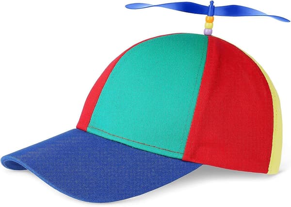 Propelhat, Sjov helikopterfiskerhat til voksne med propeller, farverig patchwork regnbuepropelhat, sommer solbeskyttelse solhat propel