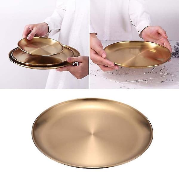 1 stk. serveringsfat i rustfritt stål til kjøkkenet, matfat for hjemmet (gull 26 cm)